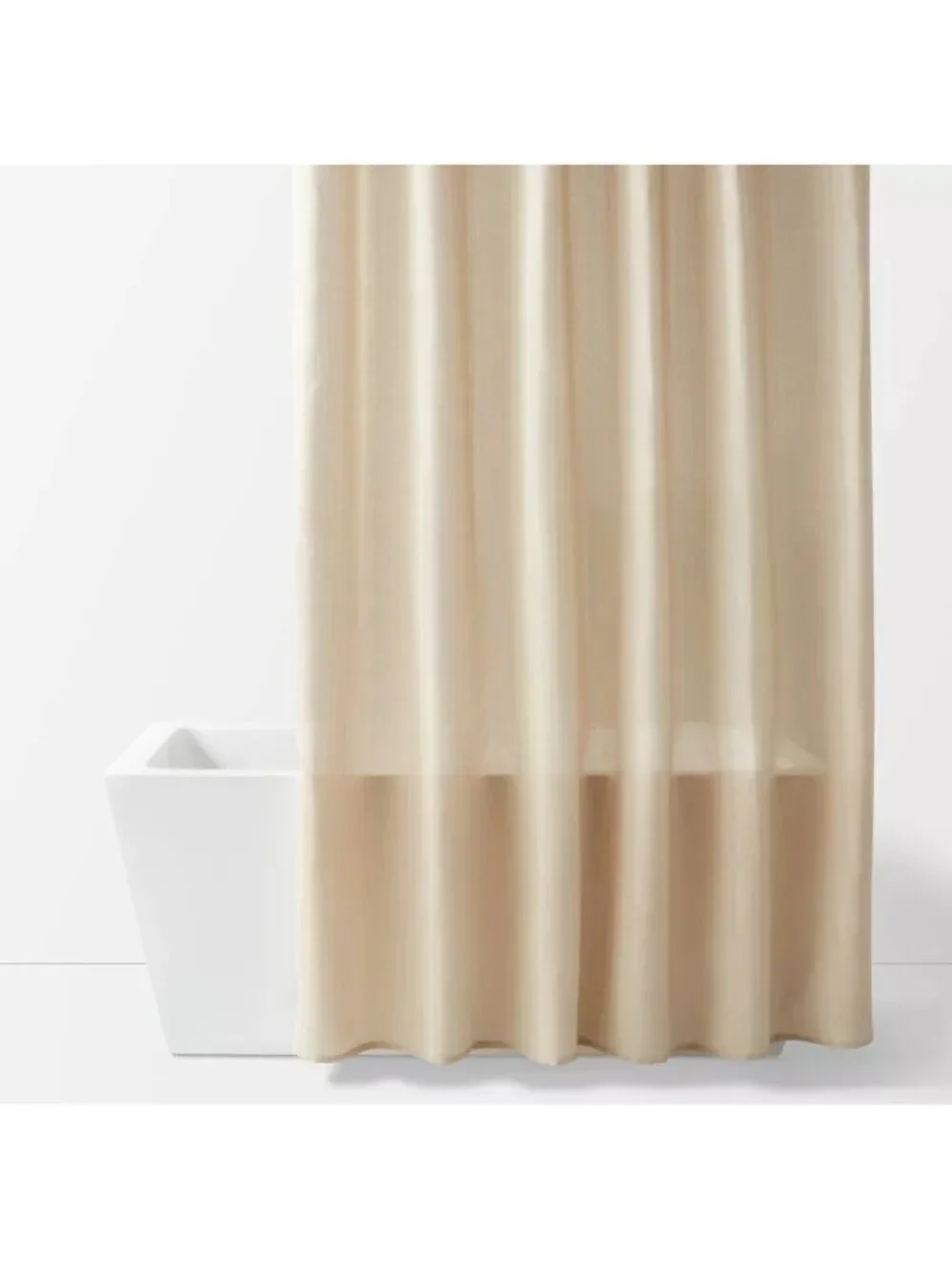 Room Essentials Extra Long Tan Herringbone Poly Fabric Shower Curtain OOS